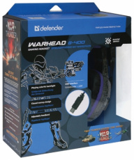 Наушники Defender Warhead G-400 (полноразмерные закрытые, c микрофоном, игровые, подсветка, подключение по USB, 2.5m, black)