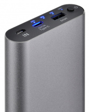 Внешний аккумулятор Digma DG-ME-15000 (литий-полимерный, 15000mAh, USB 3A, USB Type-C, вход 3A, металлический, dark grey)