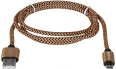 Кабель USB 2.0 Am - micro USB 1.0m (USB08-03T PRO, 2.1A, нейлоновая оплётка, gold) Defender