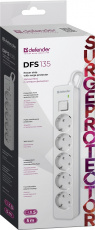 Сетевой фильтр Defender DFS 135 (5 розеток, 5 метров, 16A, white) RTL