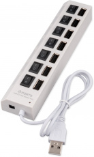 USB 2.0 HUB Gembird UHB-U2P7-01W (7 портов, активный, выключатели, white)