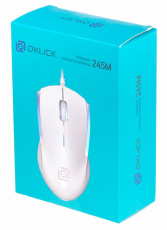 Мышь Oklick 245M (USB, optical, 1000dpi, подсветка, 1.5m, white)