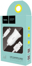 Зарядное устройство от прикуривателя hoco Z2 (12/24V - USB, 1.5А, кабель microUSB 1m, white)
