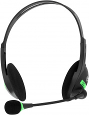 Наушники Oklick HS-M100 (накладные открытые, с микрофоном, 1.8m, black-green)