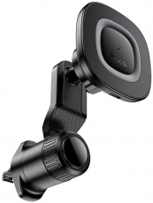 Держатель автомобильный hoco HW30 Crown (магнитный, с беспроводной зарядкой, 2A, 15W, Type-C, на решетку вентиляции, black)