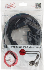 Кабель SVGA Pro 15m/15m 5.0m (CC-PPVGA-5M-B, медь, соединительный, 2 ферритовых фильтра, двойное экранирование, black) Cablexpert