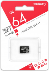 Карта памяти SDXCmicro Card 64Gb Smartbuy (Class 10, UHS-I, 60/25MB/s, без адаптера)