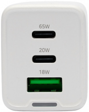 Адаптер питания скоростной Cablexpert MP3A-PC-65 (100-240V - 3x USB, USB Type-C, 5V-3А, 9V-3A, 12V-3A, 15V-3A, 20V-3.25A, 65W, быстрая зарядка, QC4.0, PD3.0, GaN, white)
