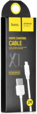 Кабель USB 2.0 Am - Lightning 1.0m (X1 Rapid, 2.4A, быстрая зарядка, white) hoco