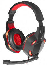 Наушники Defender Warhead G-370 (полноразмерные закрытые, с микрофоном, регулятор, игровые, 2m, промо-код "War Thunder", black-red)