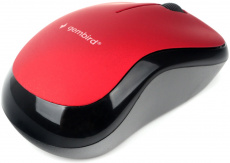 Мышь беспроводная Gembird MUSW-270 (optical, 1000dpi, 2xAAA, soft-touch, black-red)
