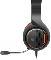 Наушники Defender Apex Pro (полноразмерные закрытые, подключение по USB, с микрофоном, регулятор, игровые, виртуальный объёмный звук 7.1, 1.8m, подсветка, промо-код "Crossout", black-red)