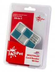 Картридер PC Pet 24-in-1 (CR-217CBL, SDHC, microSD, M2, MS, MMC, CF, xD, Choco Blue, USB 2.0)