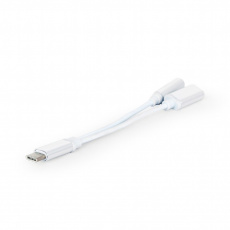 Кабель-переходник (CCA-UC3.5F-02-W, Type-C (m) / 3.5mm Jack (f) + Type C (f), 0.15m, блистер, white) Cablexpert