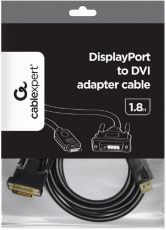 Кабель DisplayPort (m) - DVI (m) 1.8m (CC-DPM-DVIM-6, с позолоченными контактами, экранированный, black) Cablexpert