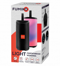 Колонка FUMIKO LIGHT (10W, портативная, аккумулятор 1200mAh, Bluetooth 5.0, AUX, USB, MicroSD, FM, MP3, подсветка, black)