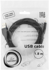 Кабель USB 2.0 Am - micro USB 1.8m (CCP-mUSB2-AMBM-6, 2.1A, экранированный, пакет, black) Cablexpert