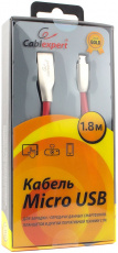 Кабель USB 2.0 Am - micro USB 1.8m (CC-G-mUSB01R-1.8M, серия Gold, не спутывается, red) Cablexpert