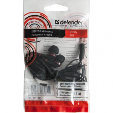 Наушники Defender Trendy-707 (затычки, без микрофона, 1.1m, black)