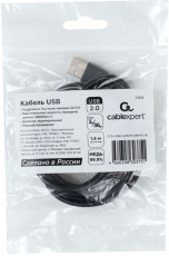 Кабель USB 2.0 Am - USB Type-C 1.8m (CCP-USB2-AMCM-1.8M-RU-B, медь, 3A, 36W, быстрая зарядка, QC3.0, экранированный, black) Cablexpert