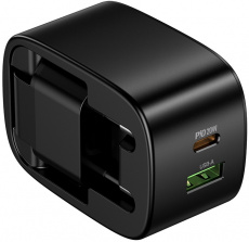 Адаптер питания hoco CS101A (100-240V - USB, USB Type-C, 5V-3А, 9V-2,22A, 12V-1.67A, 20W, супер быстрая зарядка, QC3.0, PD3.0, black)