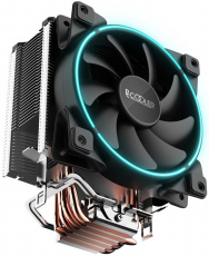 Вентилятор PCCOOLER GI-X5B (1150/1151/1155/1200/1700/AM4, 120mm, Al, Hydro, 1000-1800rpm, 27dBa, 5 тепловых трубок, 4pin, PWM, 160W, blue LED, black) RTL