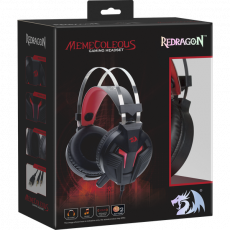 Наушники Redragon MEMECOLEOUS (полноразмерные закрытые, c микрофоном, регулятор, игровые, 1.8m, black-red)