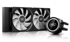 Водяное охлаждение DEEPCOOL GAMMAXX L240T (1150/1151/1155/1156/1200/1366/2011/2011-v3/AM2/AM3/AM4/FM1/FM2, Радиатор: Al, Водоблок: Cu, 2 вентилятора: 120mm, 500-1800rpm, <30dBa, 4pin, PWM, white LED, Помпа: 2400rpm, 18dBa, 3pin, 150W) RTL