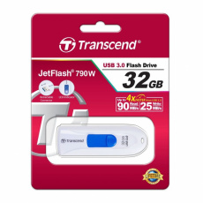 Флеш накопитель USB 3.1 32Gb Transcend JetFlash 790W (TS32GJF790W, 100MB/s, white-blue)