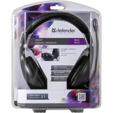 Наушники Defender Bravo HN-015 (полноразмерные закрытые, микрофон, 2.1m, с регулятором, black)
