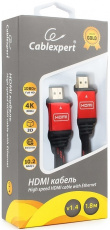 Кабель HDMI (m) - HDMI (m) 7.5m (CC-G-HDMI02-7.5M, 4K, ver.1.4, с позолоченными контактами, тканевая оплётка, black-red) Cablexpert