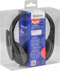 Наушники Defender Aura 111 (накладные закрытые, с микрофоном, регулятор, 2m, black)