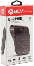 Автомобильная Bluetooth гарнитура (Handsfree) ACV BT-219HD (3W, для 2х телефонов, громкая связь, шумоподавление, BT v5.0, NFC, iOS, Android, до 10 метров, до 15 часов в режиме разговора от батареи 900mAh, black)