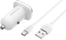 Зарядное устройство от прикуривателя Borofone BZ12A (12/24V - USB, 3А, 18W, кабель Type-C 1m, QC3.0, white)