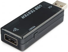 Тестер проходной Energenie EG-EMU-03 (USB A (m) input - USB A (f) output, 5A, 30W, QC3.0, black)