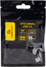 Кабель-переходник USB-OTG (A-OTG-CMAF2-2in1, медь, micro USB (m) + Type-C (m) / USB2.0 (f), 3A, 0.15m, экранированный, black) Cablexpert