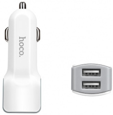 Зарядное устройство от прикуривателя hoco Z23 Grand style (12/24V - USB, 2*USB, 2.4А max, 12W, кабель Lightning 1m, быстрая зарядка, white)