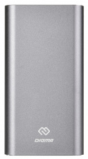 Внешний аккумулятор Digma DG-ME-15000 (литий-полимерный, 15000mAh, USB 3A, USB Type-C, вход 3A, металлический, dark grey)