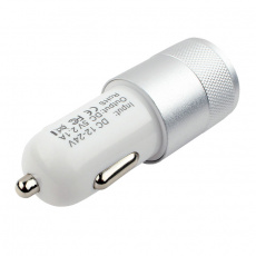 Зарядное устройство от прикуривателя Cablexpert MP3A-UC-CAR15 (2 USB разъёма, 2.1A max, white-silver)
