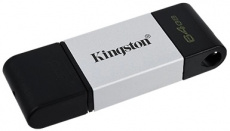 Флеш накопитель USB 3.2 64Gb Kingston DataTraveler 80 (DT80/64GB, OTG Type-C, 200MB/s, black-silver)