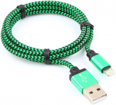 Кабель USB 2.0 Am - Lightning 1.0m (CC-APUSB2gn 1m, нейлоновая оплетка, green) Cablexpert