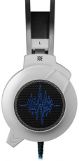 Наушники Defender ICEFALL G-510D (полноразмерные закрытые, c микрофоном, игровые, подсветка, 2.2m, промо-код "Crossout", white-blue)