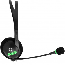 Наушники Oklick HS-M100 (накладные открытые, с микрофоном, 1.8m, black-green)