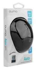 Мышь беспроводная QUMO Aura (optical, 1600dpi, 2xAAA (нет в комплекте), glossy black)