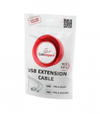 Кабель USB 2.0 Am - Af удлинительный 4.8m (UAE016, активный, grey) Cablexpert
