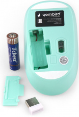 Мышь беспроводная Gembird MUSW-395 (optical, 1600dpi, AA, turquoise)
