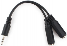 Разветвитель 3.5 Jack (m) - 2x 3.5 Jack (f) (CCA-415-0.1M, 0.1m, black) Cablexpert