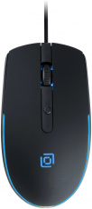 Мышь Oklick 100M (USB, optical, 1600dpi, подсветка, soft-touch, 1.6m, black)