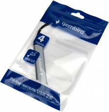 USB 2.0 HUB Gembird UHB-C201 (Type-C, 4 порта, 0.1m, grey)