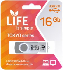 Флеш накопитель USB 2.0 16Gb LIFE TOKYO (LF16TOSILVER-01, silver)